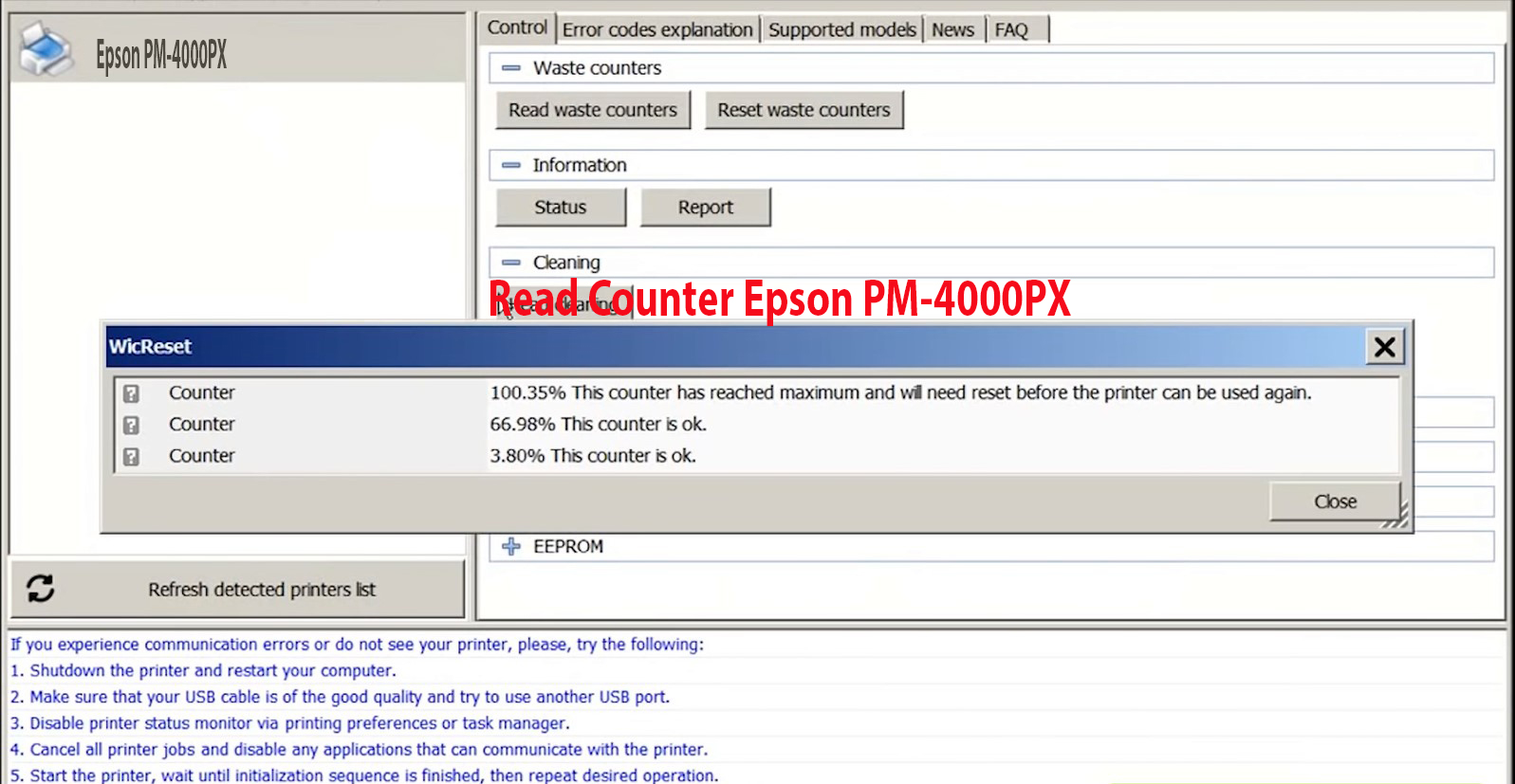 Reset Epson PM-4000PX Step 2